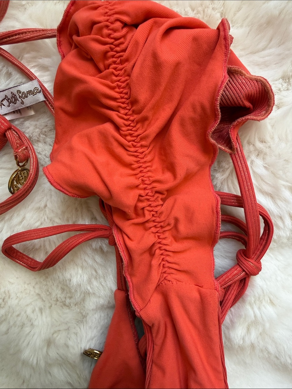 Luli Fama Red Ribbed Underwire Bikini Set - Picture 4 of 4